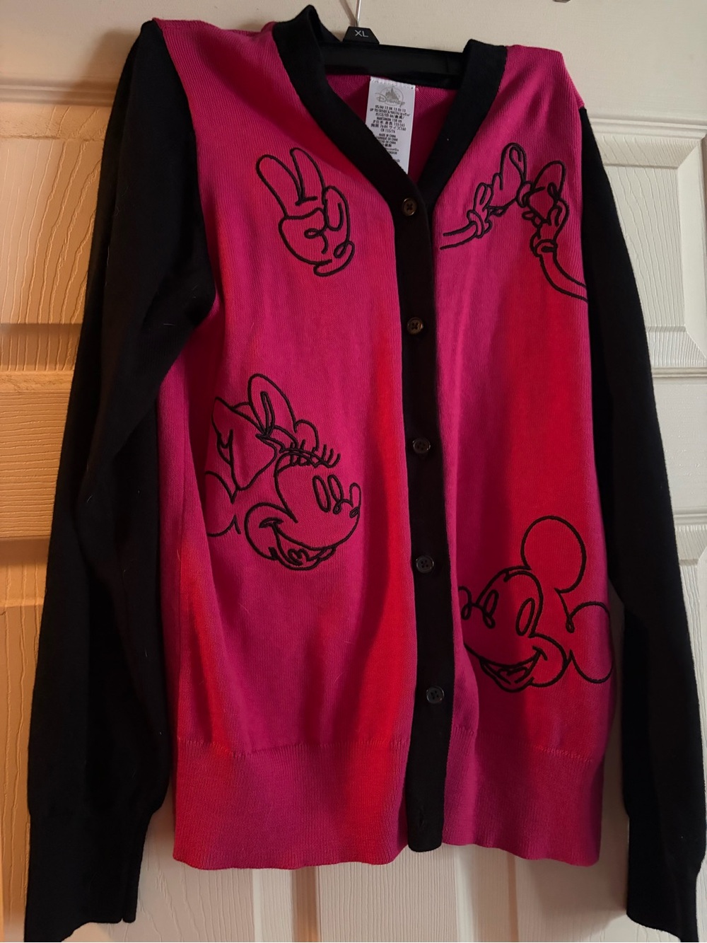 Pink & Black Mickey and Minnie  Button Cardigan